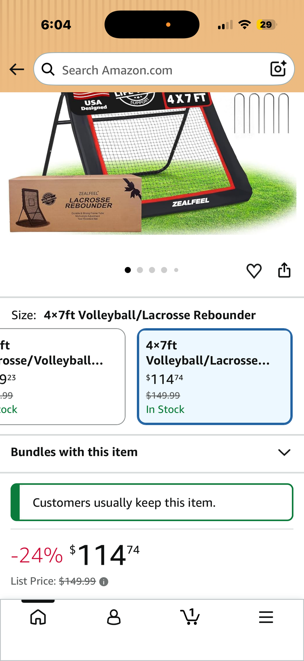 4x7FT  Rebounder Perfect for Lax Baseball Volleyball & Soccer