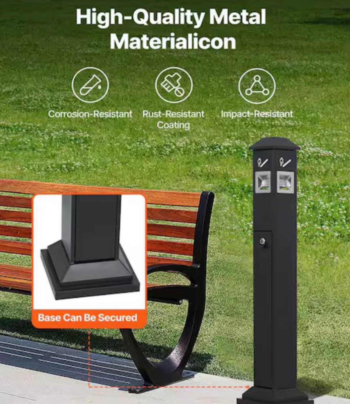 Freestanding Outdoor Ashtray with 4-Disposal Openings