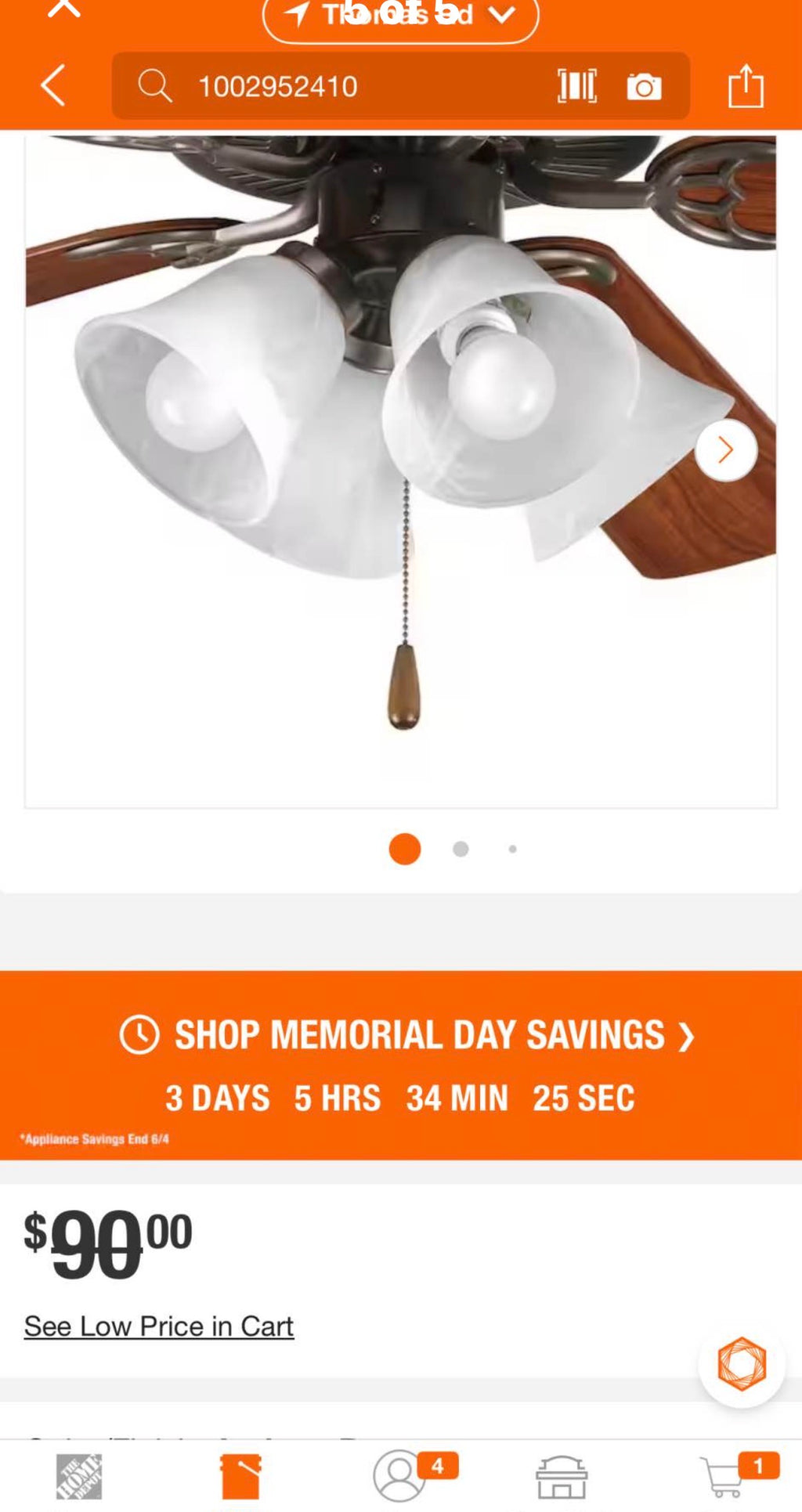 4-Light Antique Bronze Ceiling Fan Light Kit