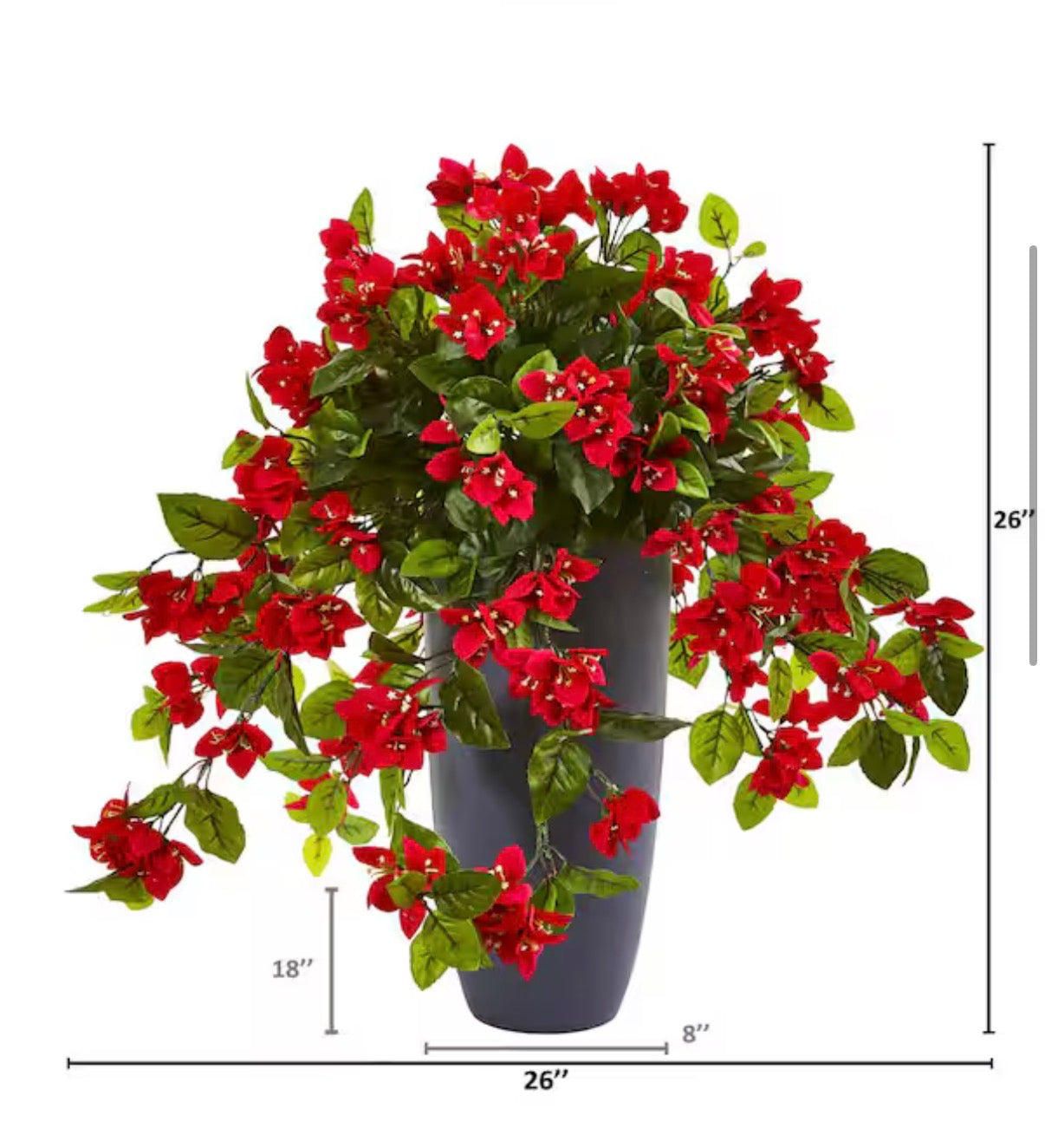 Indoor/Outdoor 26 in. Artificial Bougainvillea Plant in Gray Planter