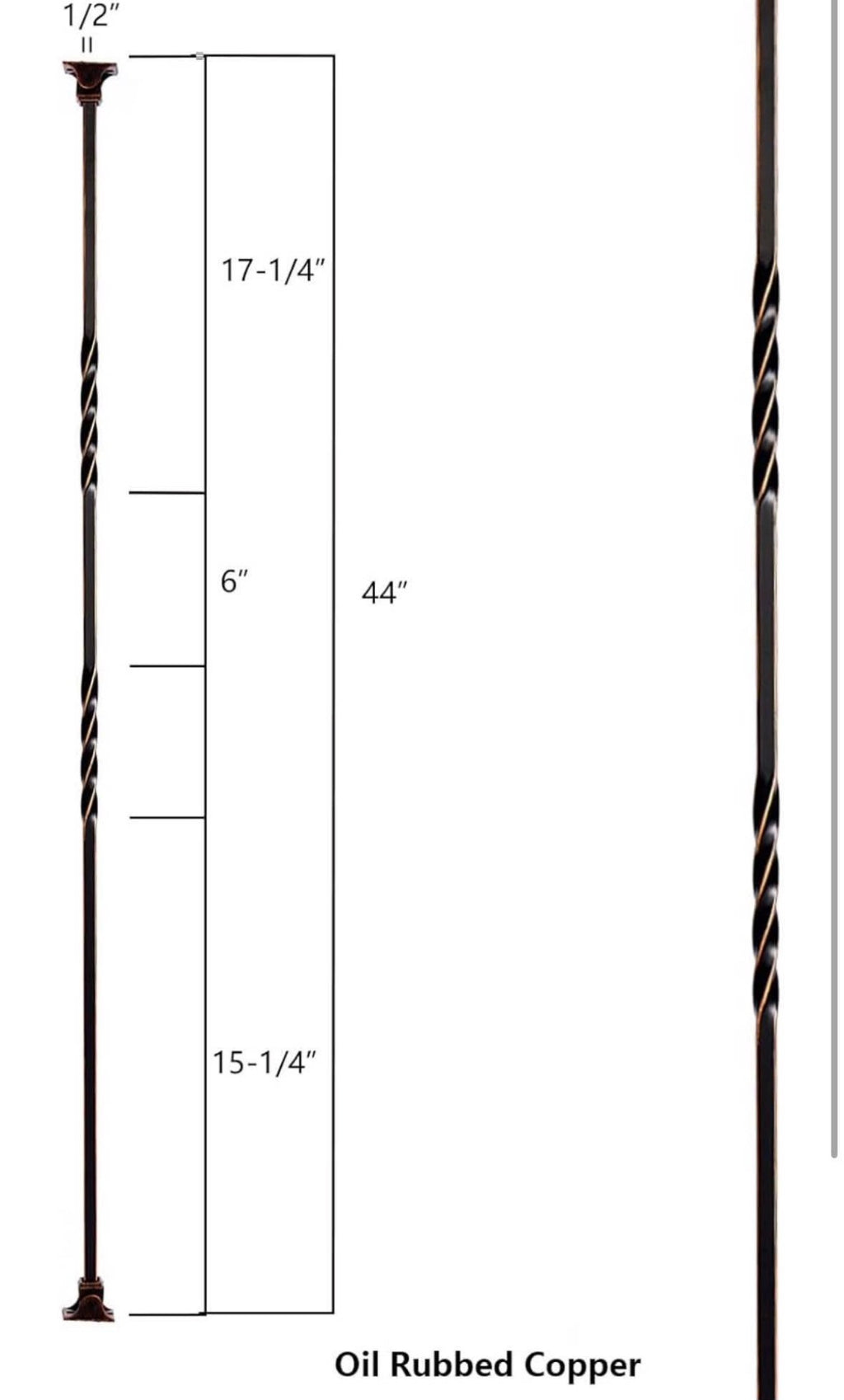 Metal Staircase Balusters 1/2inch x 44inch