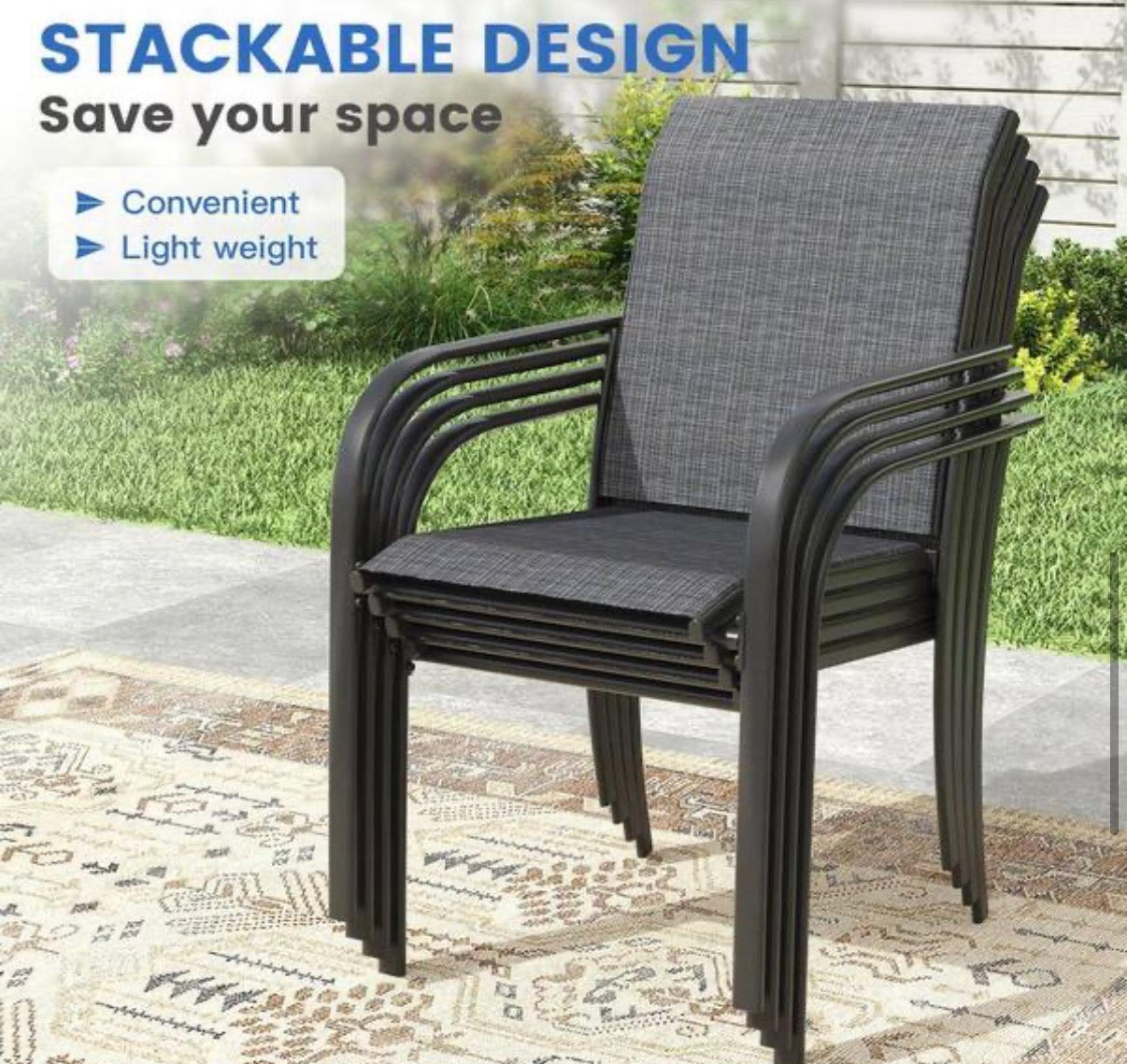 All-Weather Stackable Metal Outdoor Patio Chairs (4-Pack)