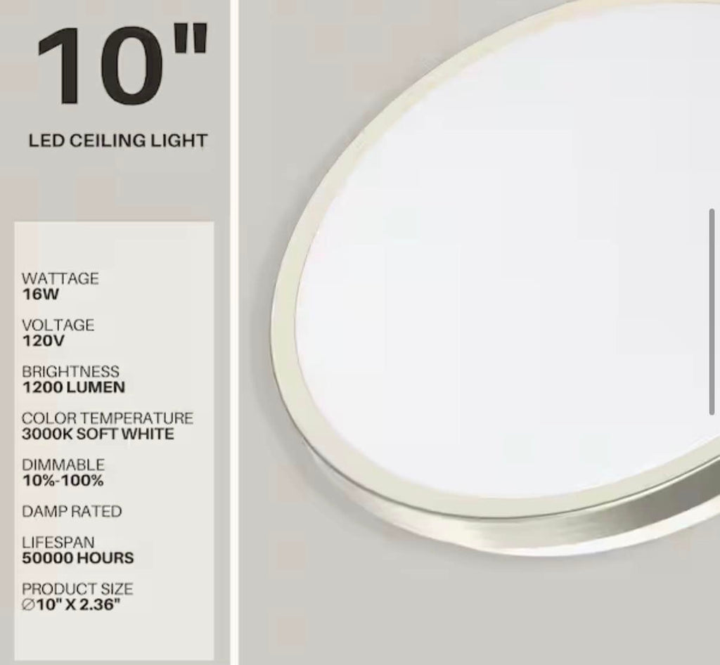 10 in. Ring Brushed Nickel LED Flush Mount Ceiling Light