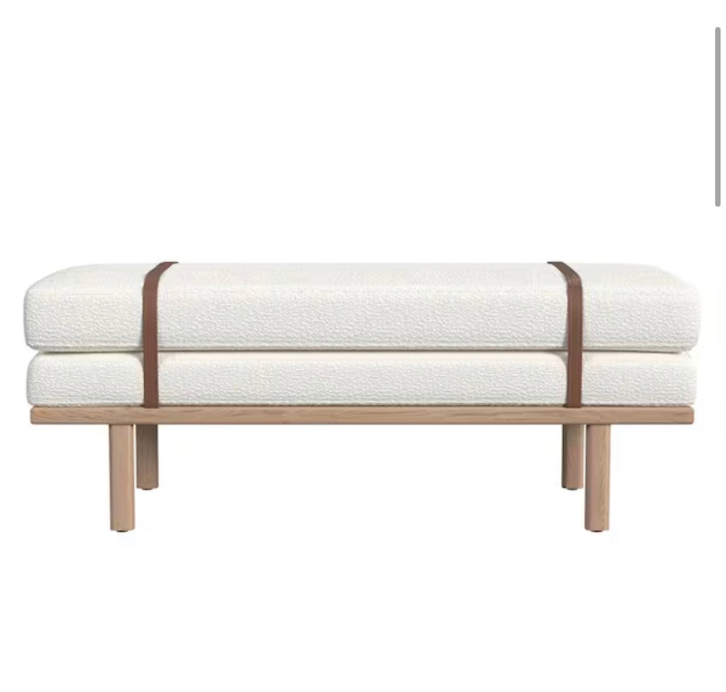 Cream Boucle 46 in. Bedroom Bench
