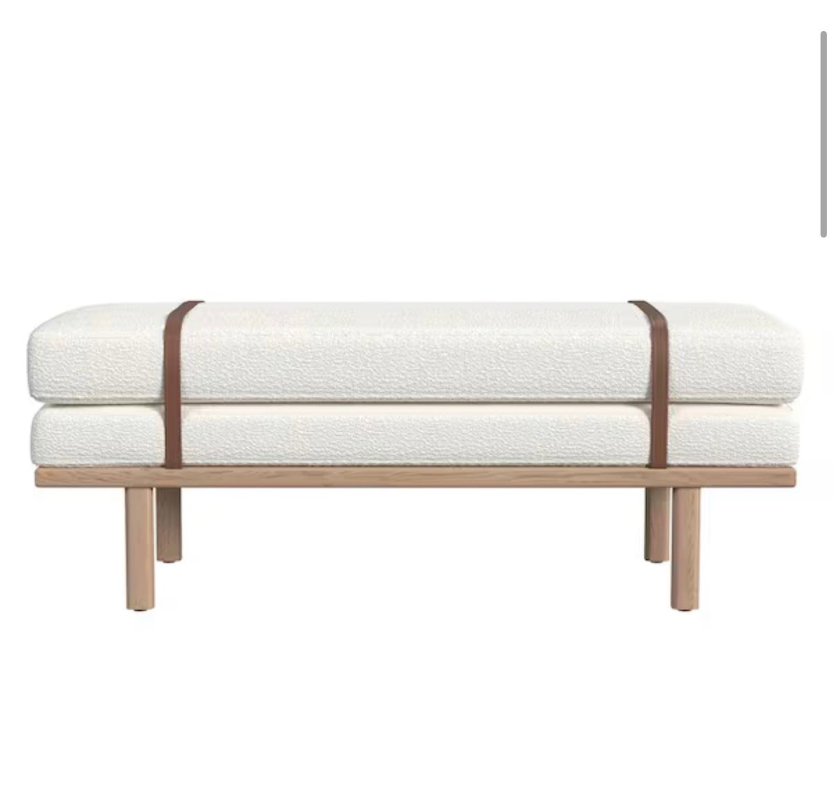 Cream Boucle 46 in. Bedroom Bench