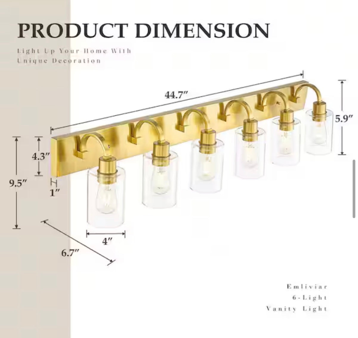 6-Light Brushed Gold Vanity Light