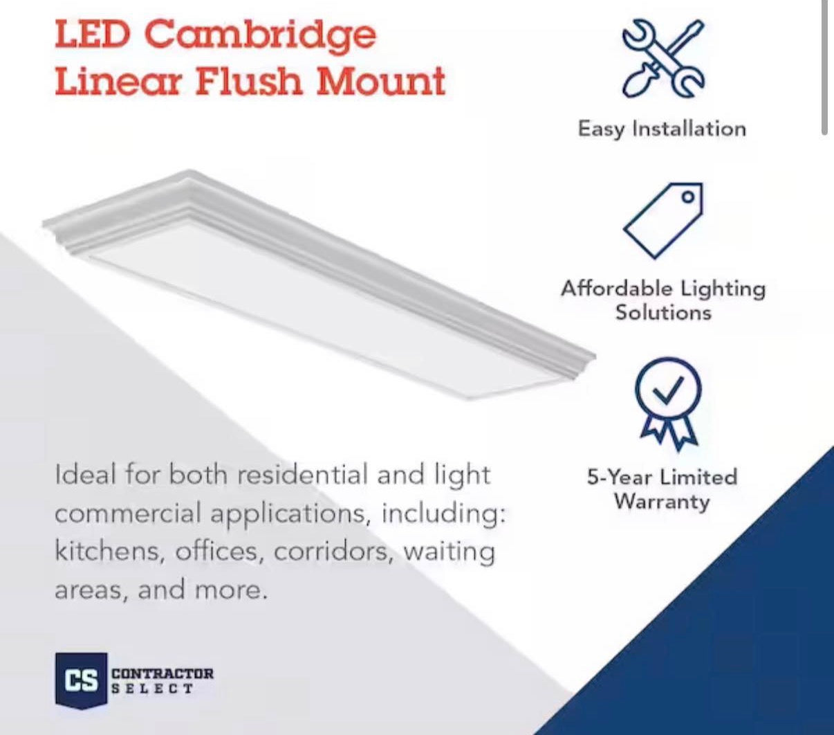 Cambridge 4 ft LED Flushmount 3,300 lumens