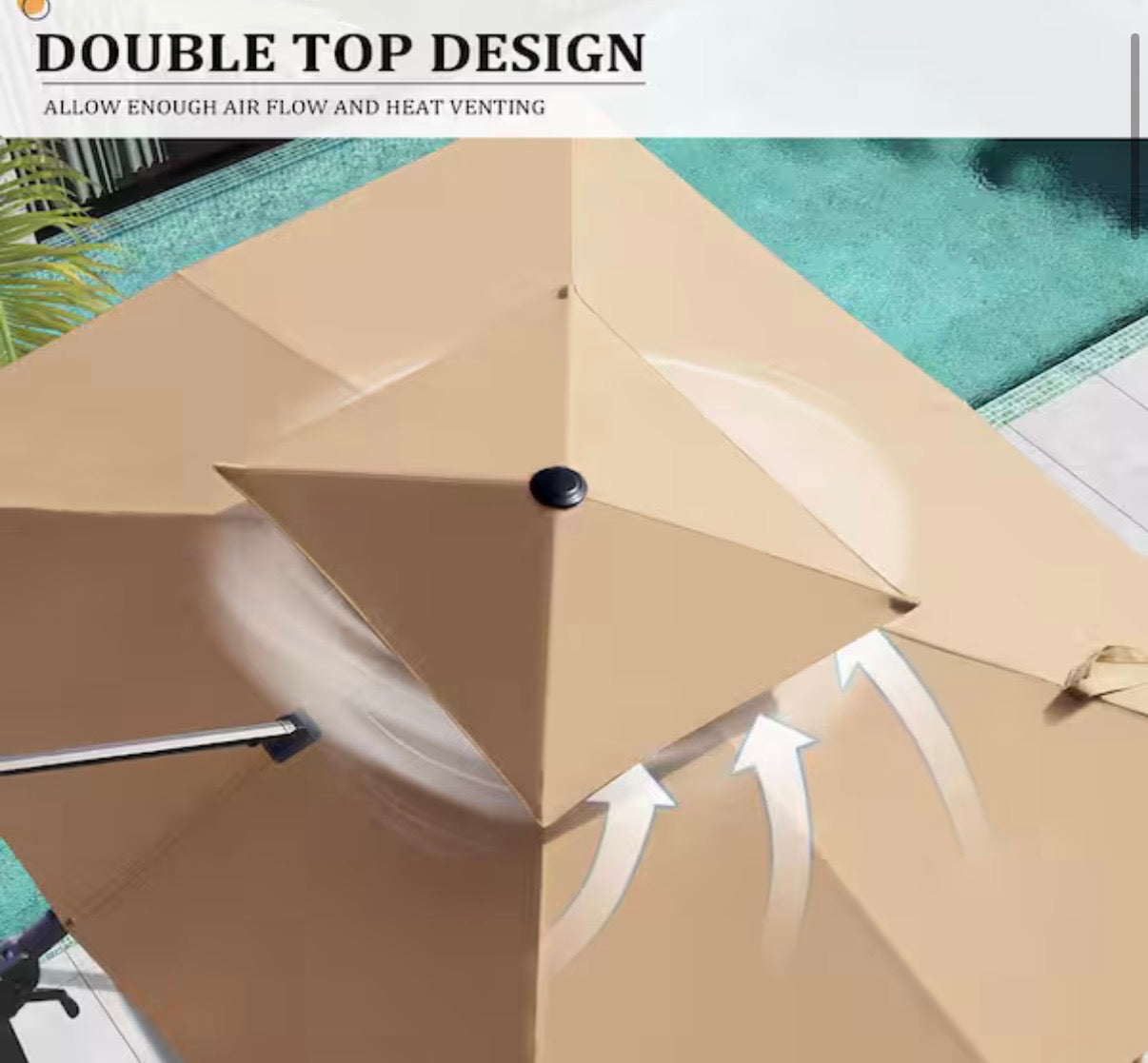 11.5 ft. x 9 ft. Double Top 360° Rotation Cantilever Patio Umbrella