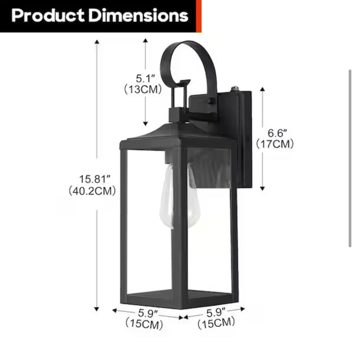 16 in. Dusk to Dawn Outdoor Wall Light