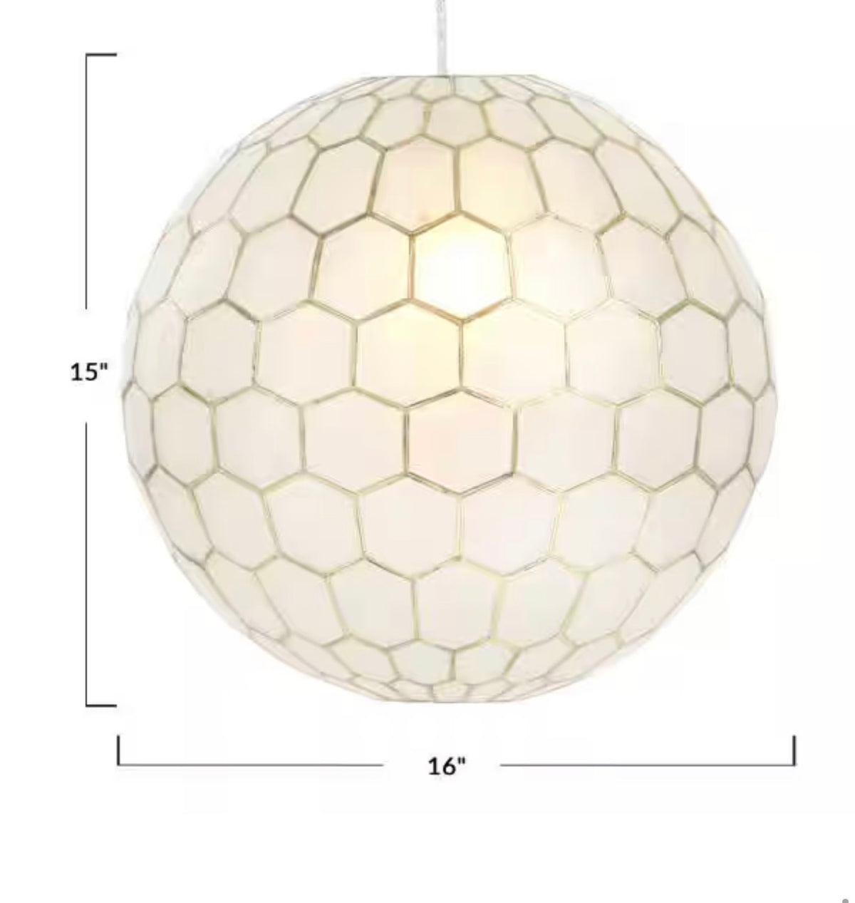 handcrafted 16 in. H Capiz Honeycomb Globe Pendant Light