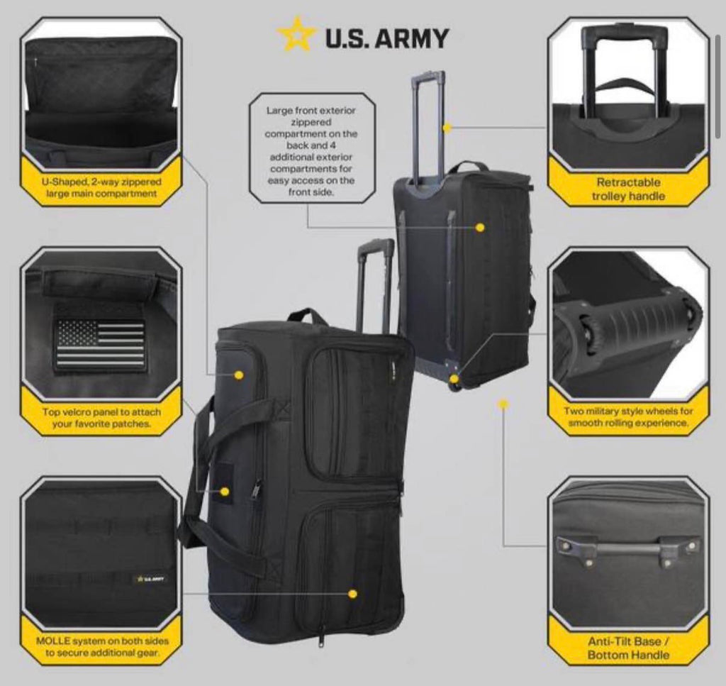 U.S. Army ROMEO 28-inch Tactical Rolling Duffel Black.