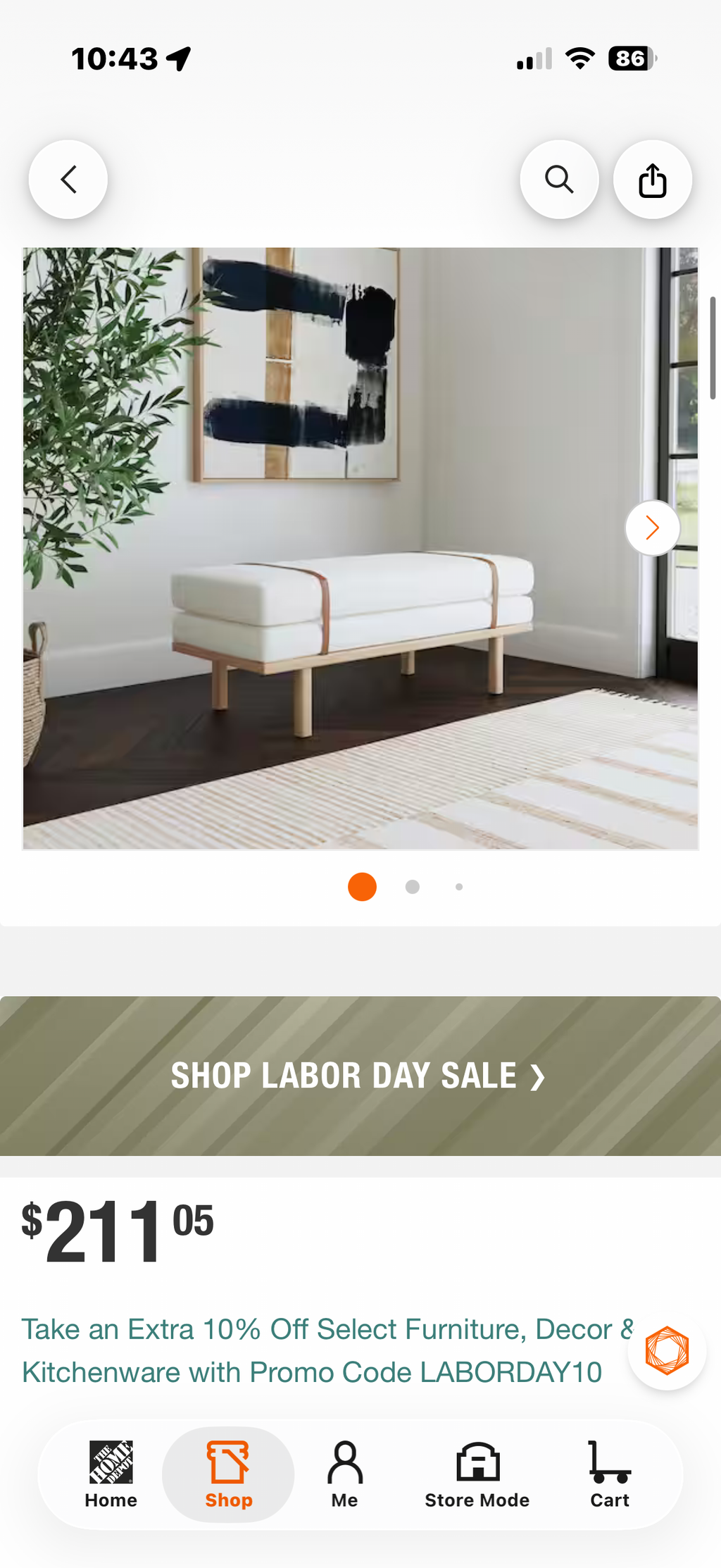 Cream Boucle 46 in. Bedroom Bench