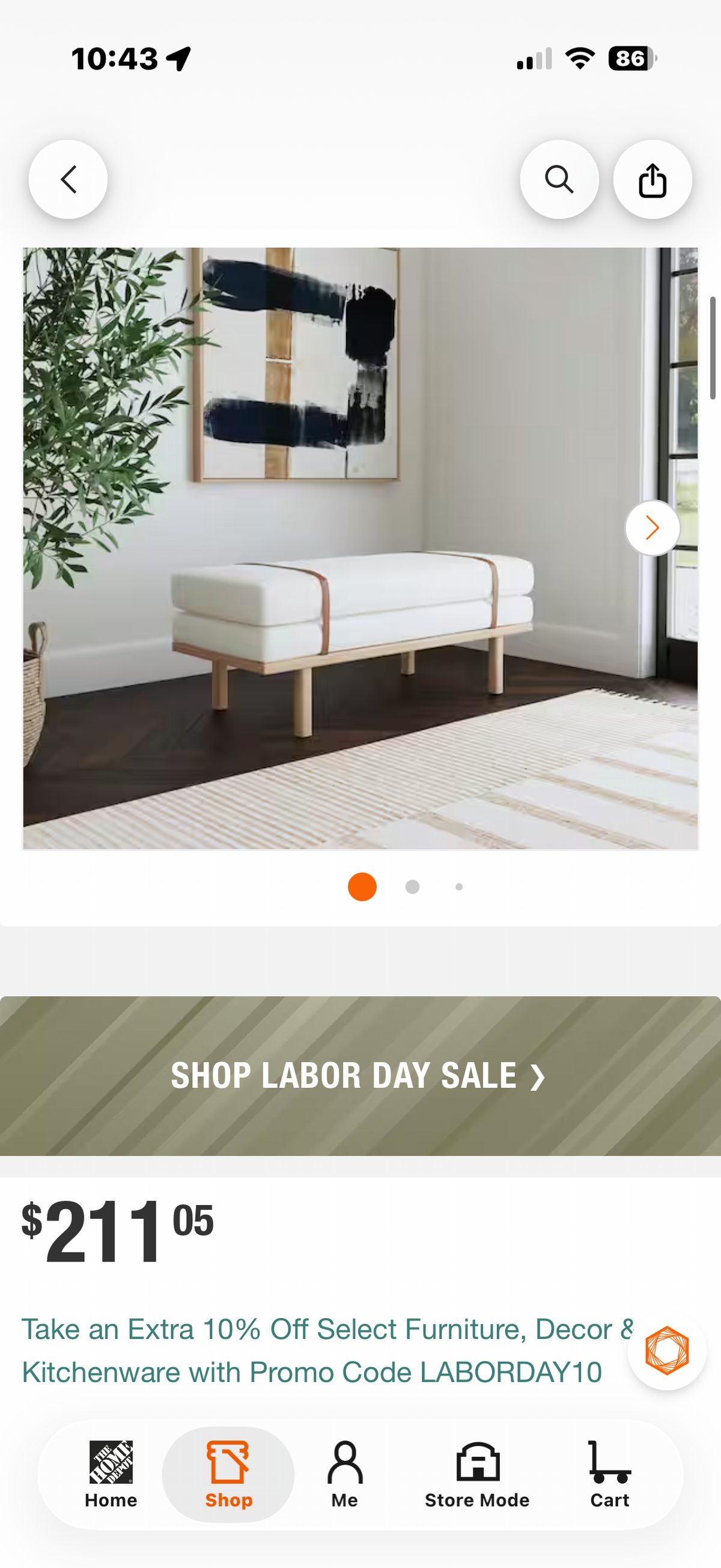 Cream Boucle 46 in. Bedroom Bench