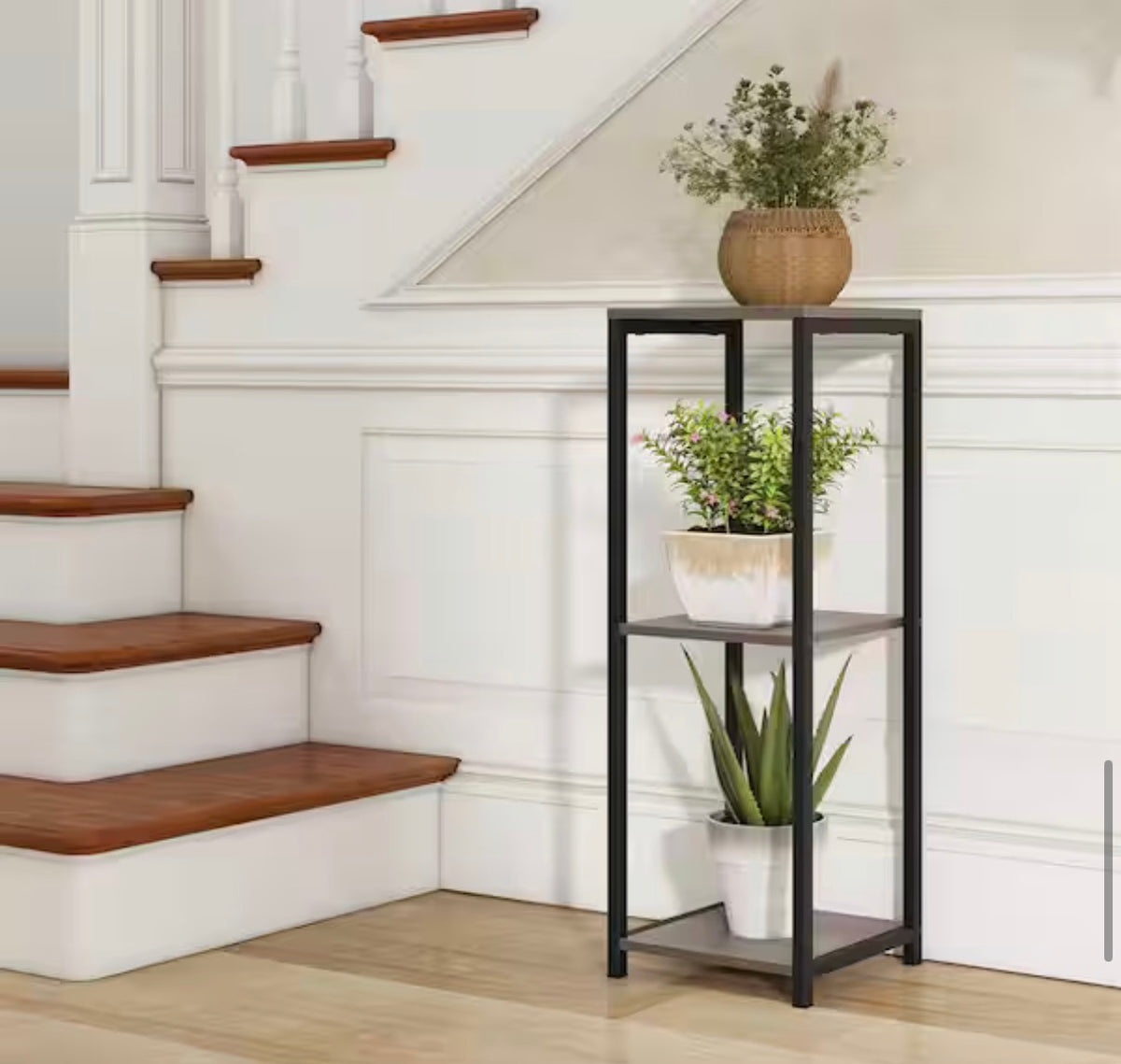 Grey & Black Metal Outdoor Plant Stand (2Pack)
