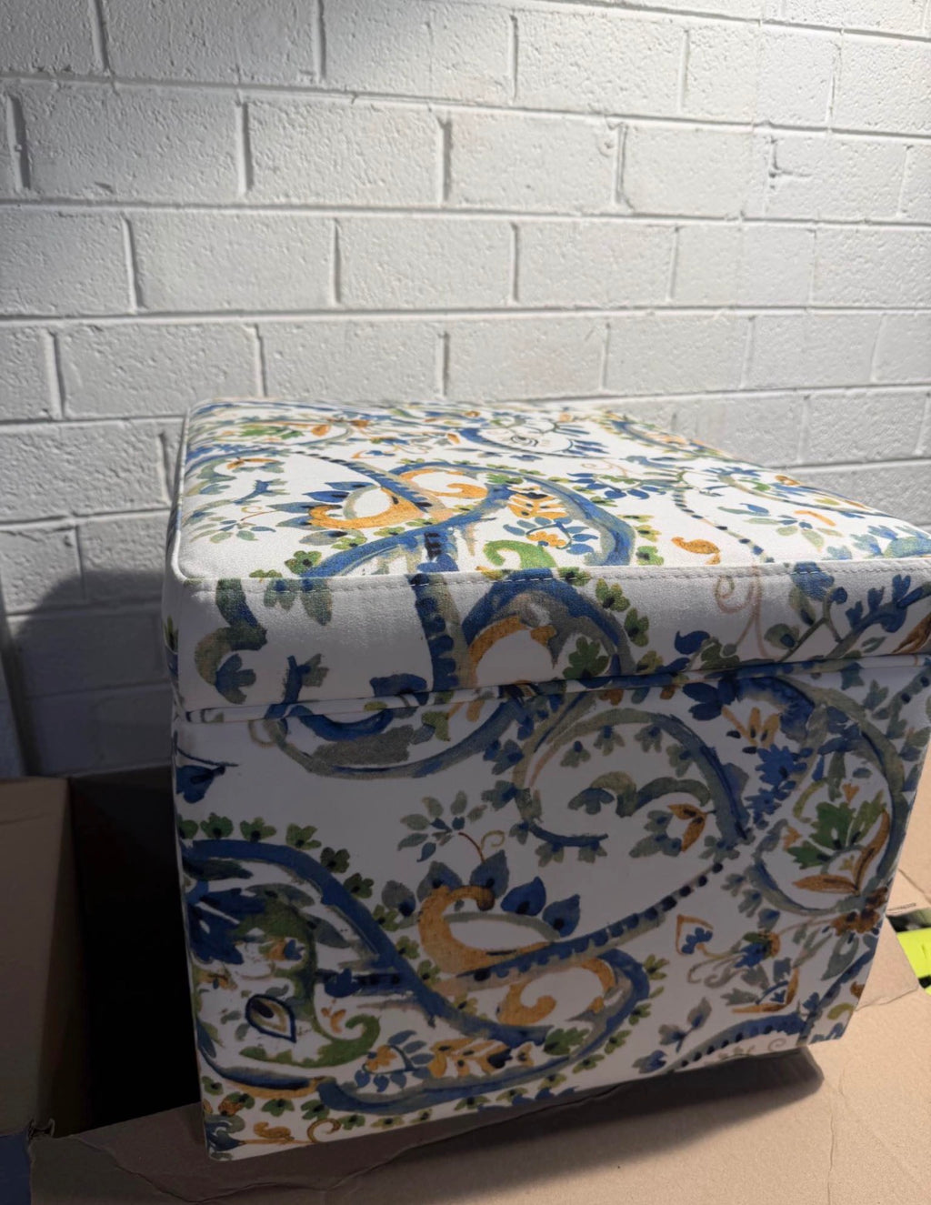 Madison Paisley Fabric Storage Ottoman