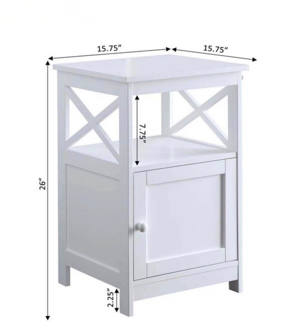 Oxford End Table with Storage Cabinet and Shelf