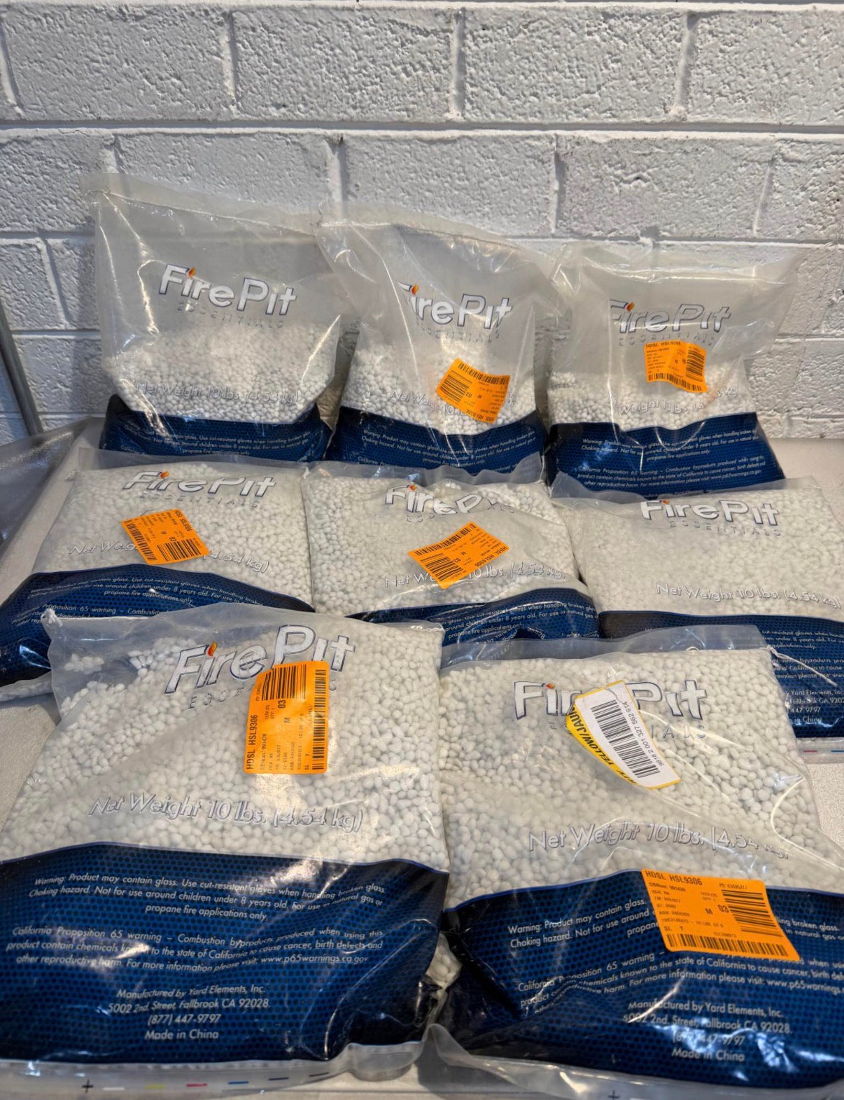 10 lbs. of Snow White 3/8 in. Fire Glass Dots