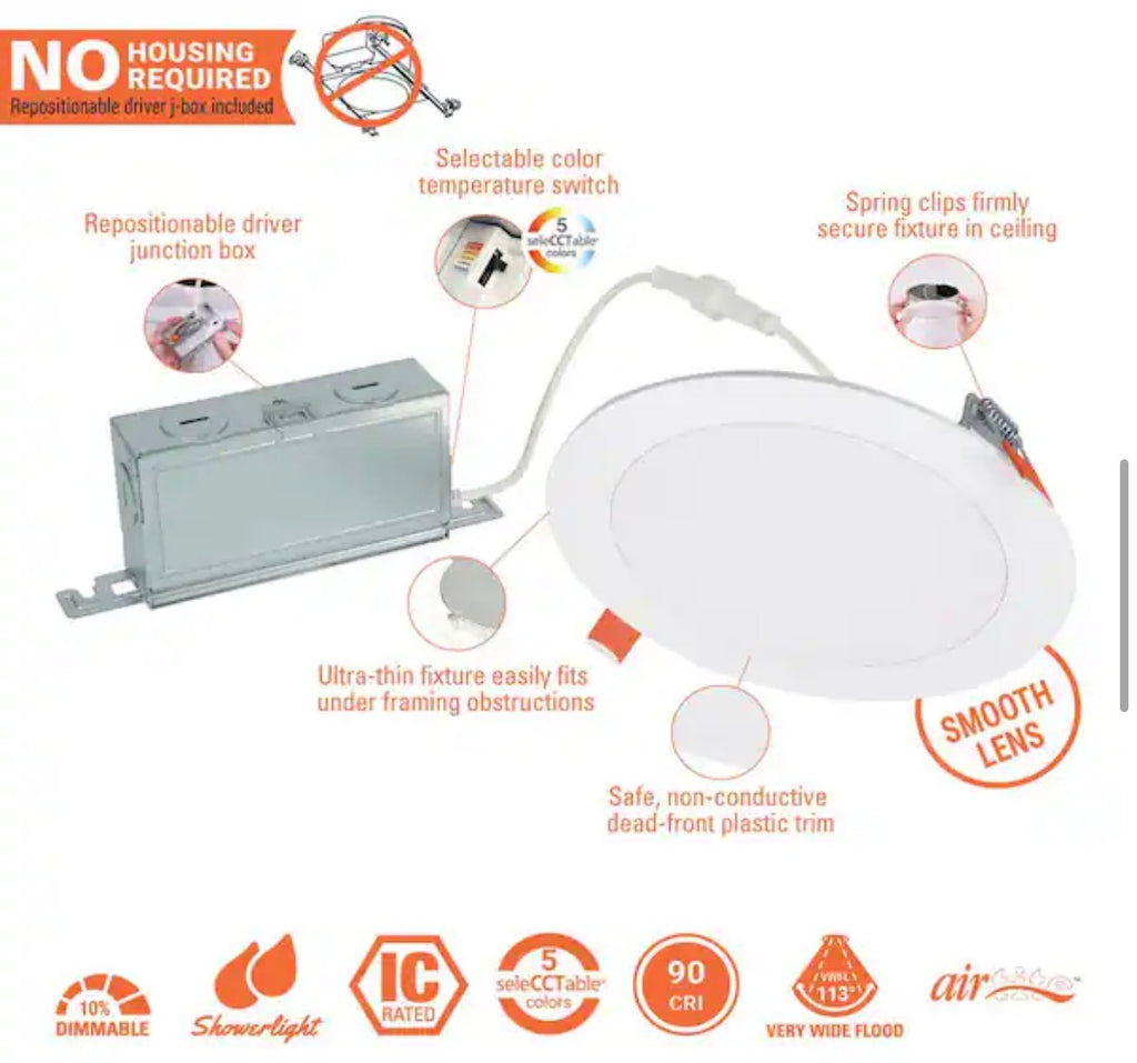 6 in. Adjustable CCT Canless Integrated LED Recessed Light (12 pack)