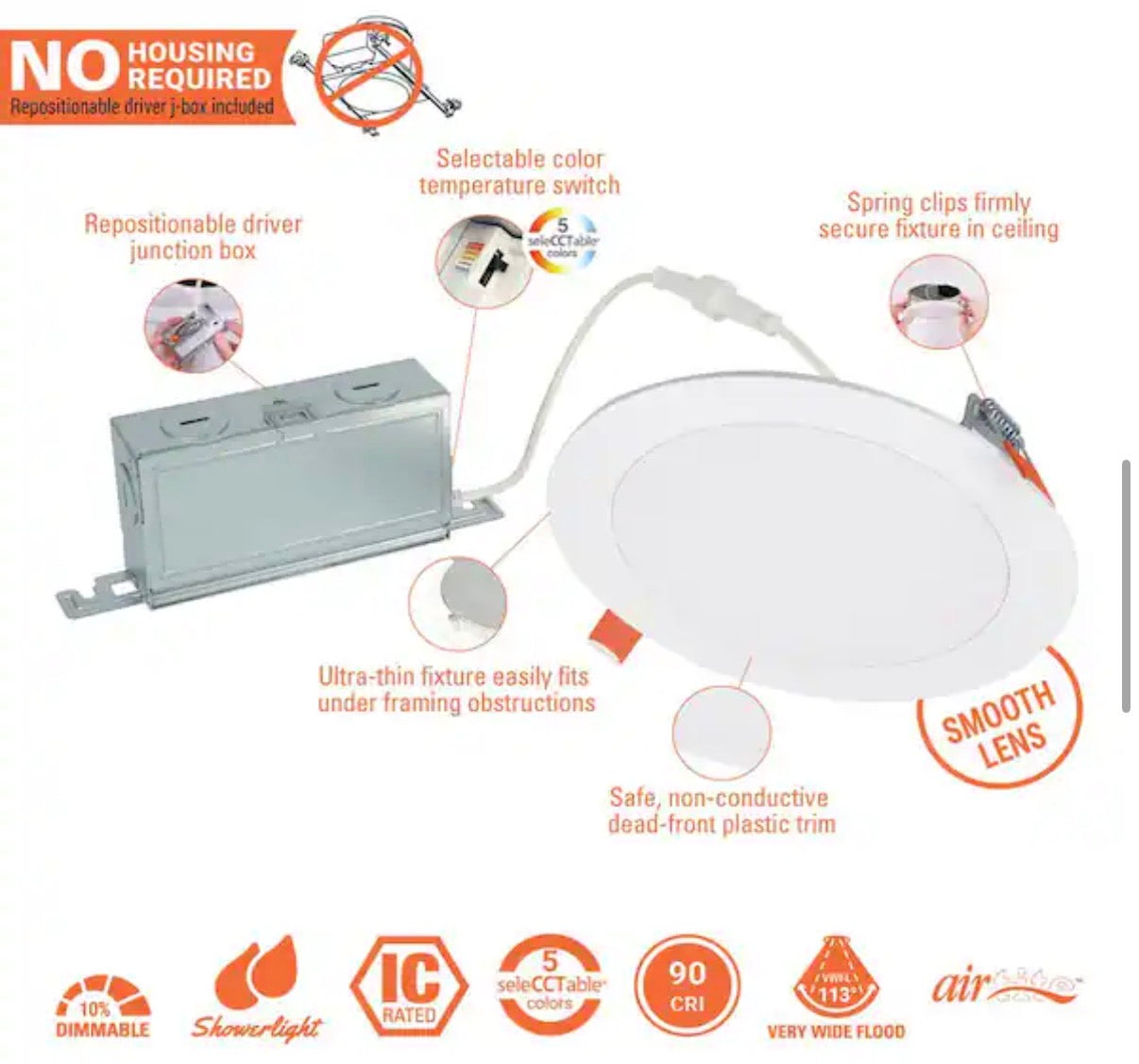 6 in. Adjustable CCT Canless Integrated LED Recessed Light (12 pack)