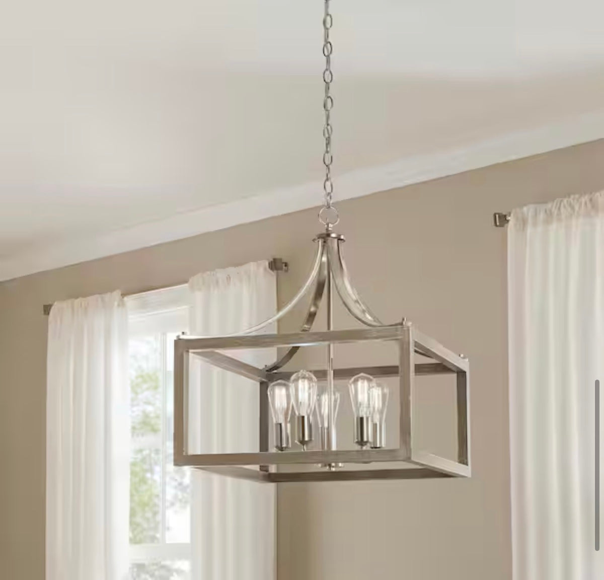 Brushed Nickel Farmhouse Square Chandelier