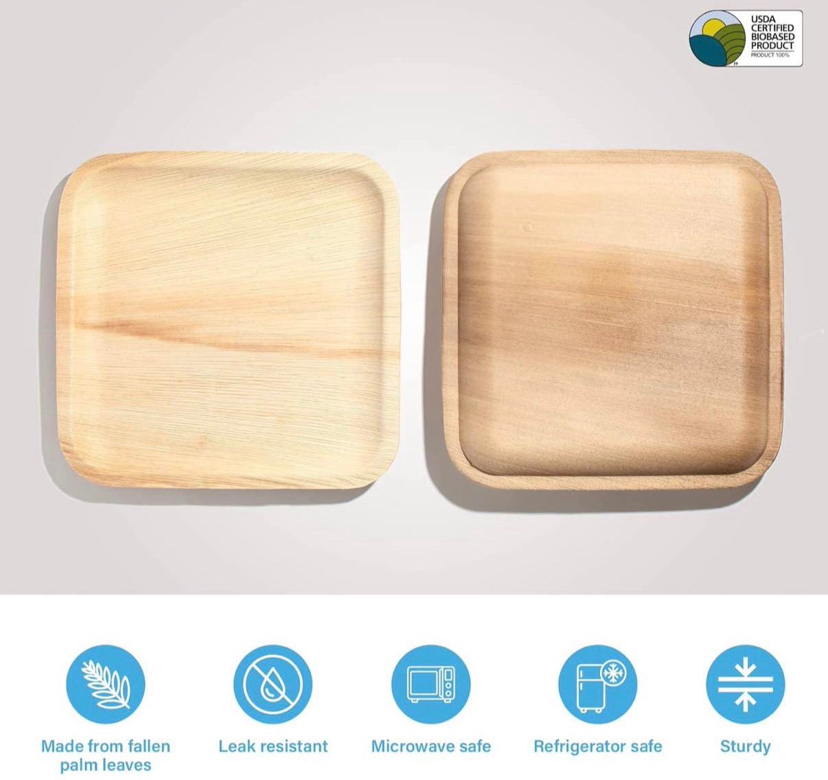 Palm Leaf Plates Bundle Set 100 Count (8" & 10")