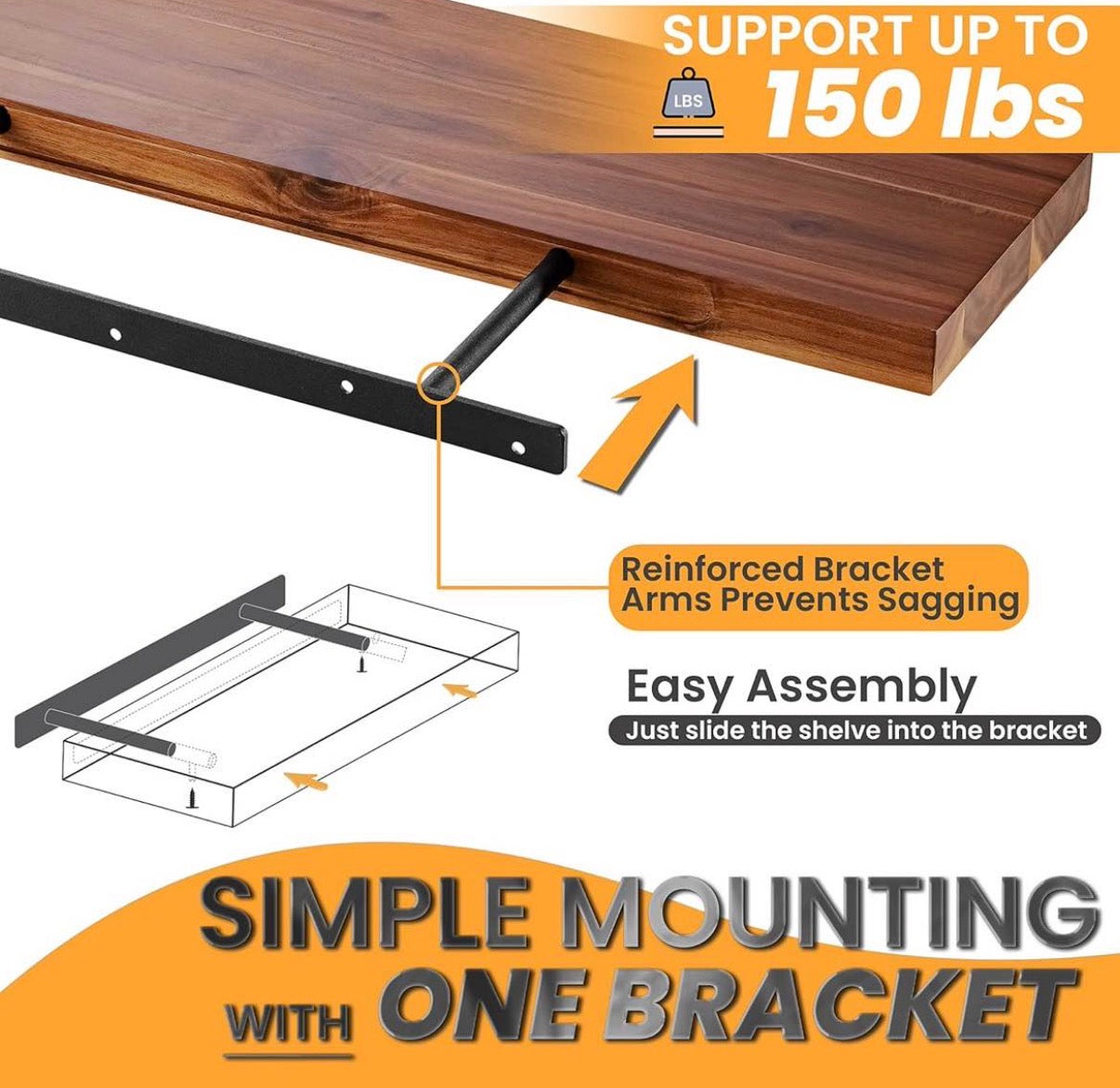 Heavy Duty Floating Shelf Bracket (2 pcs)