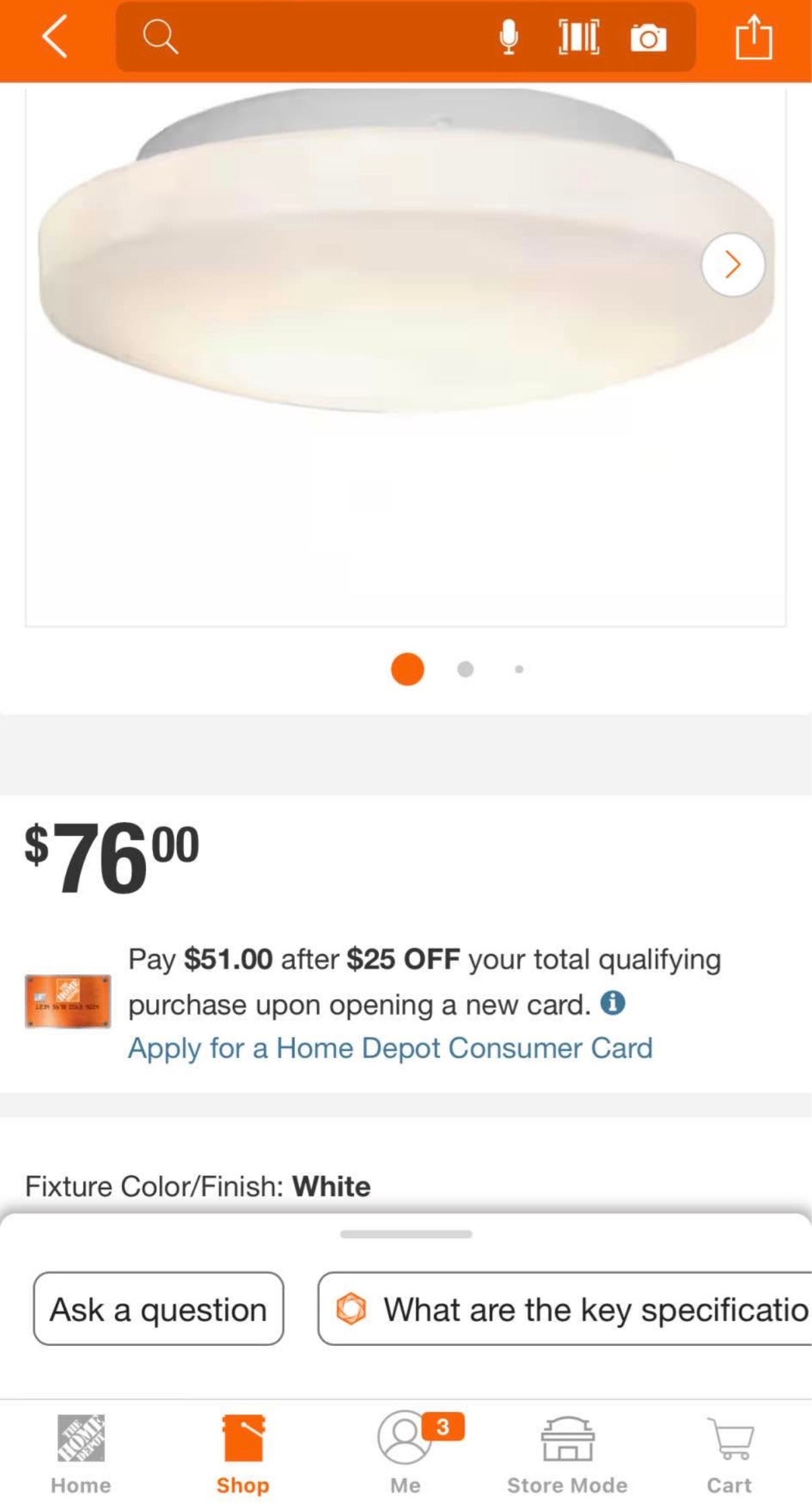 Orion 10.75 in. 2-Light White Flush Mount