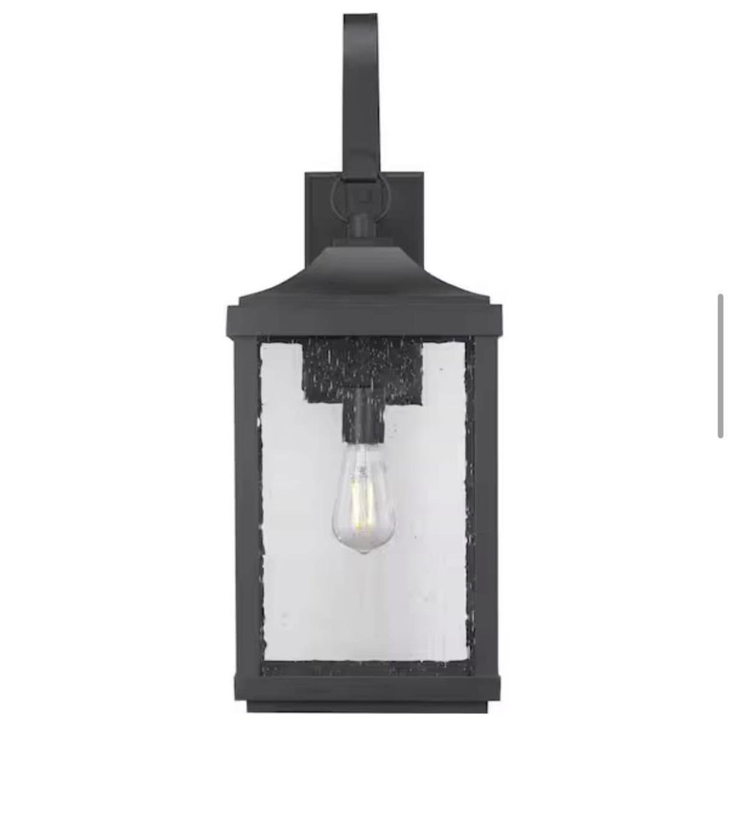 26 in. 1-Light Outdoor Wall Lantern with Clear Seeded Glass
