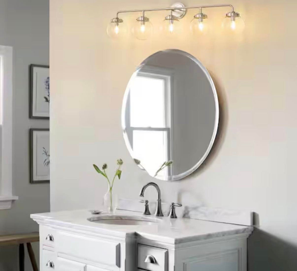 Modern 38.98 in. 5-Light Nickel Bathroom Vanity Light