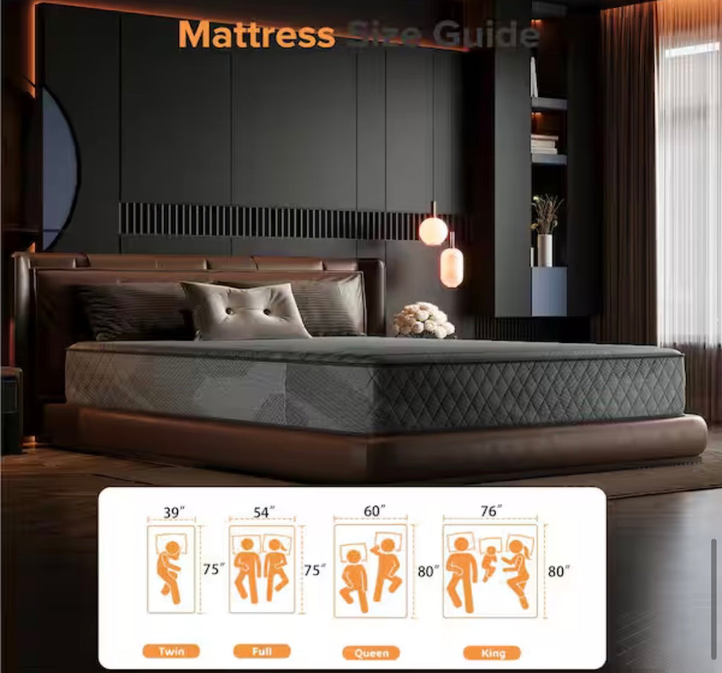 Twin XL Size Medium Firm 10 in. Cool Gel Memory Foam Hybrid Mattress