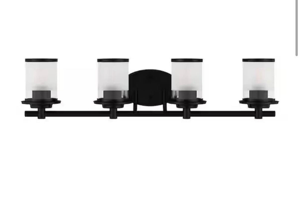 32.1 in. 4-Light Matte Black Bath Vanity light