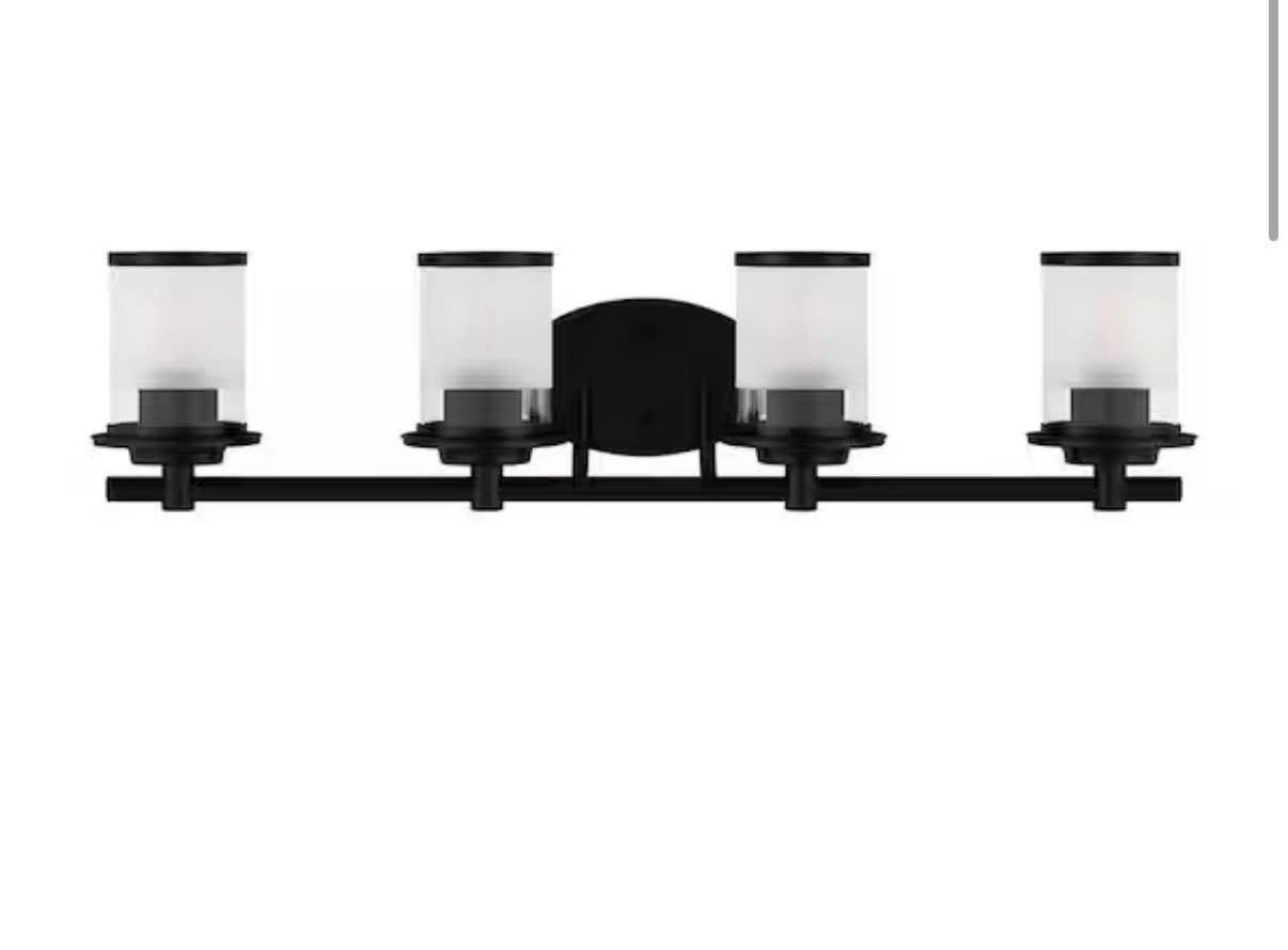 32.1 in. 4-Light Matte Black Bath Vanity light