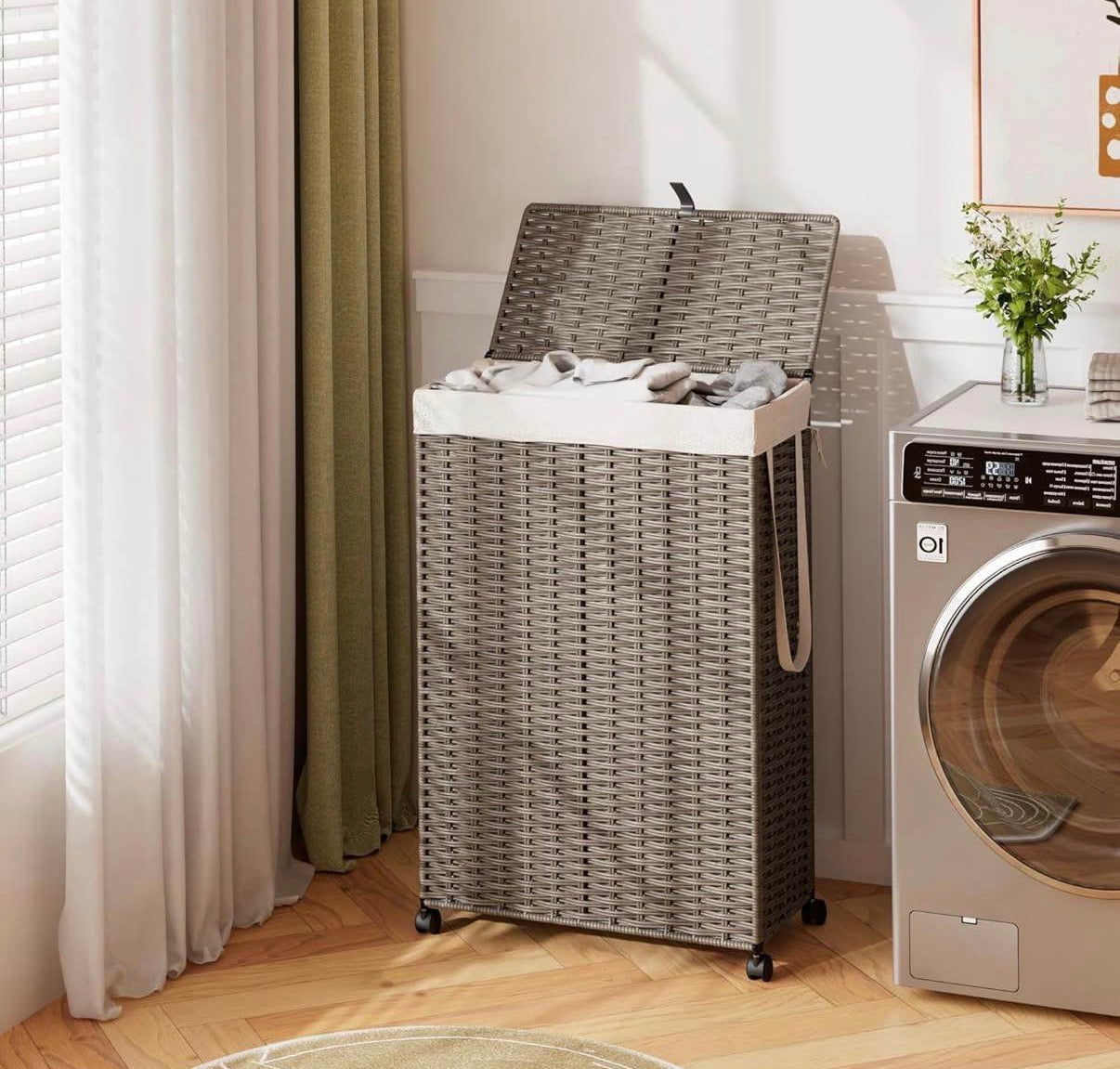 Rolling Laundry Hamper with Wheels and Lid
