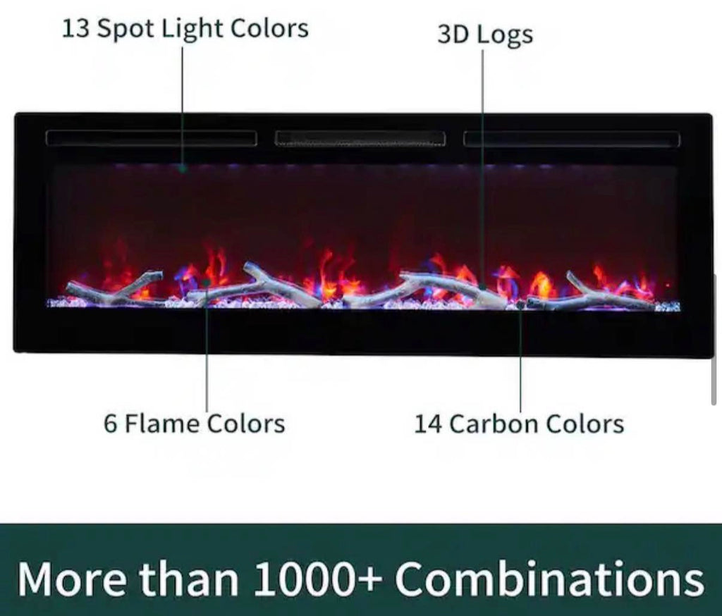 36 in. Wall Mount and Recessed Electric Fireplace