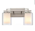 Lisbon 14.25 in. 2-Light Brushed Nickel Bathroom Vanity Light