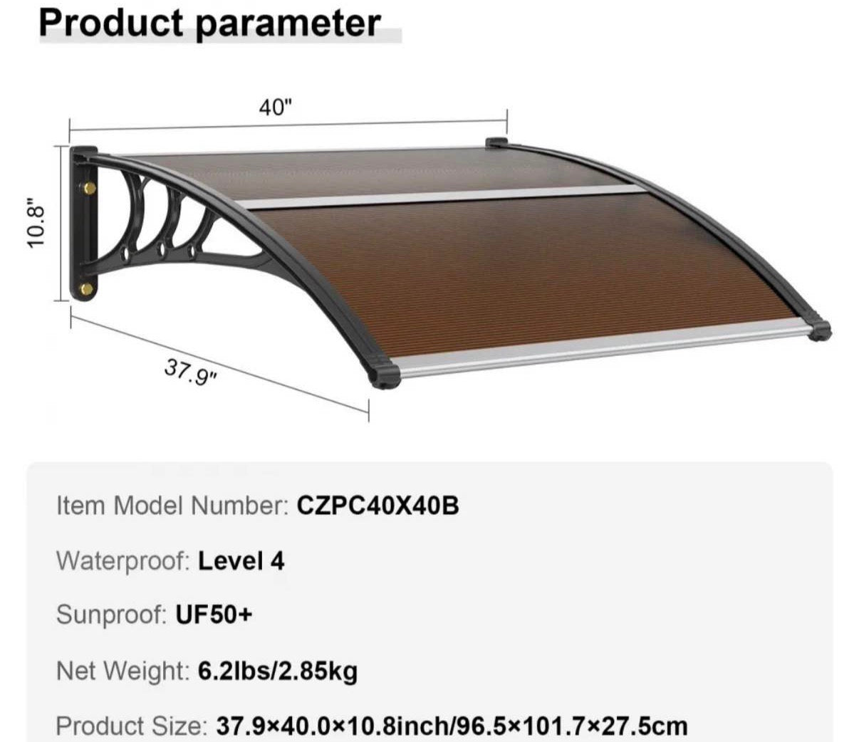 Window Door Awning Canopy 40" x 40",