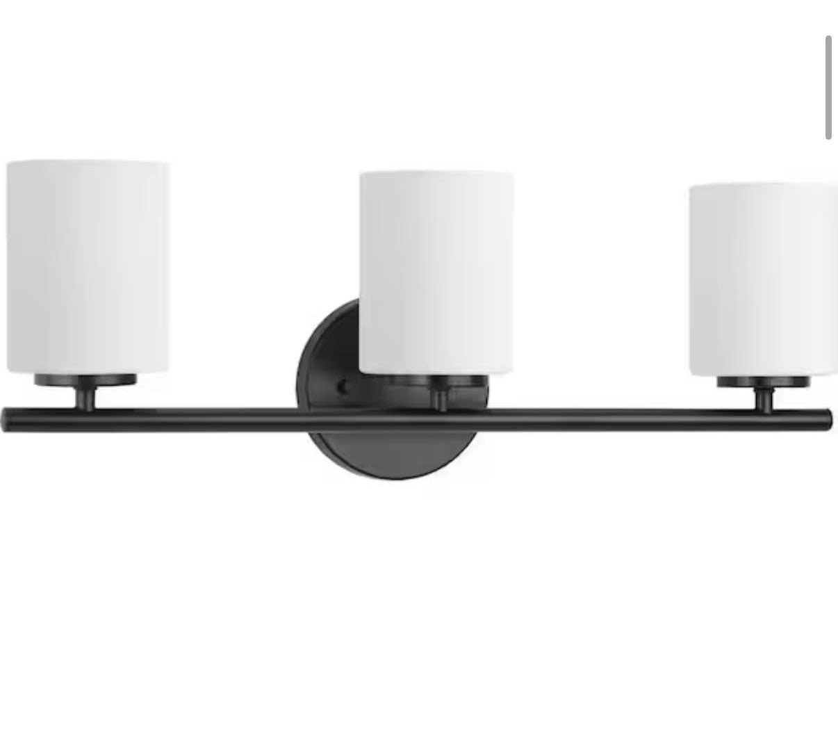 22 in. 3-Light Black Etched Glass Modern Bathroom Vanity Light