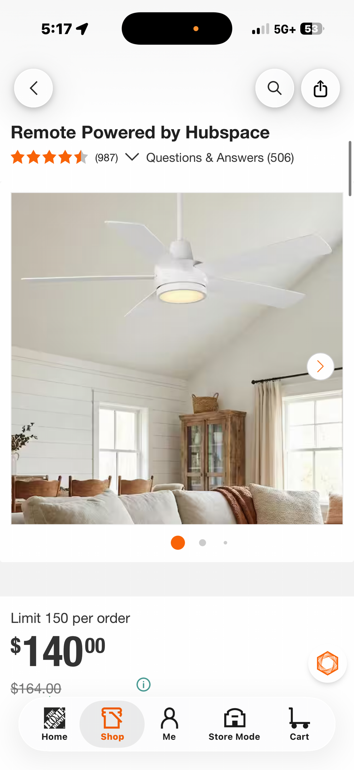 Fanelee 54 in. Smart Ceiling Fan with Light Kit