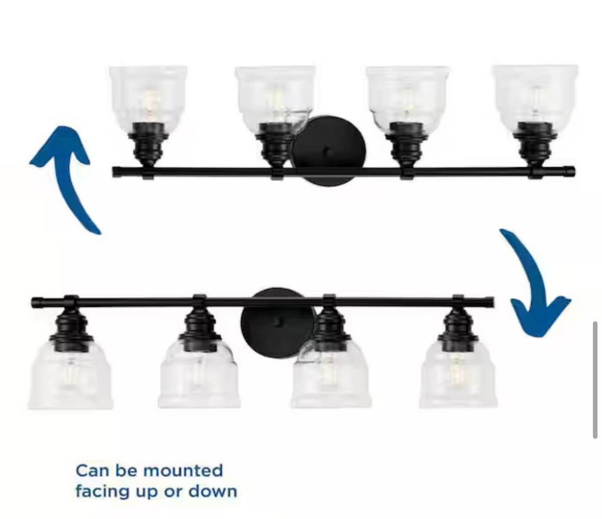 23.5 in. 4-Light Matte Black with Clear Glass Vanity Light