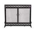38" x 31" Cast Iron Scrollwork Fire Screen With Doors - Black