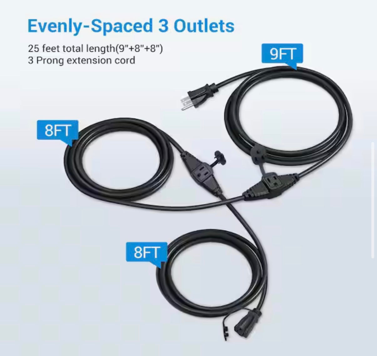 25 ft. Outdoor Extension Cord with 3 Outlets