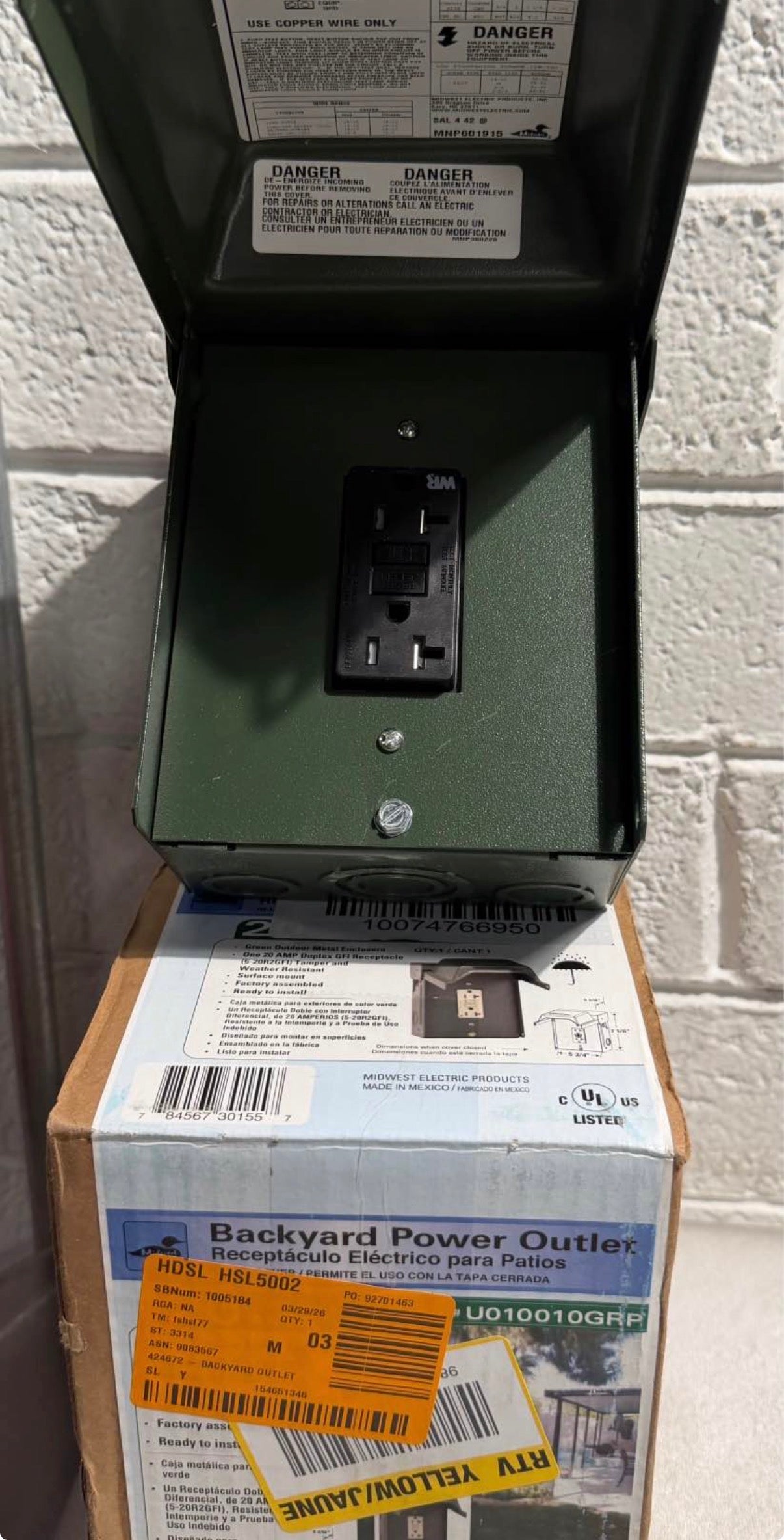 20 Amp Backyard Outlet with GFI Receptacle