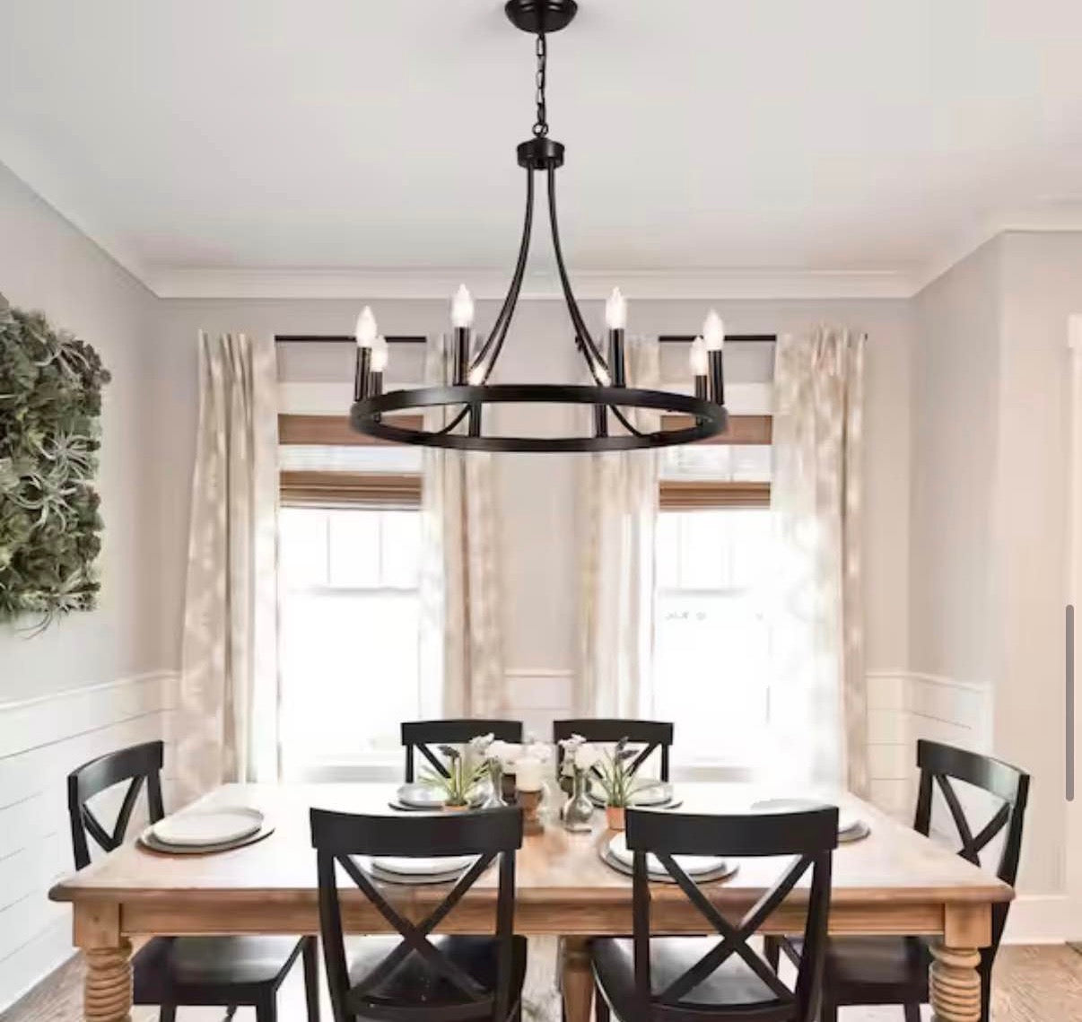 8-Light Adjustable Height Wagon Wheel Chandelier