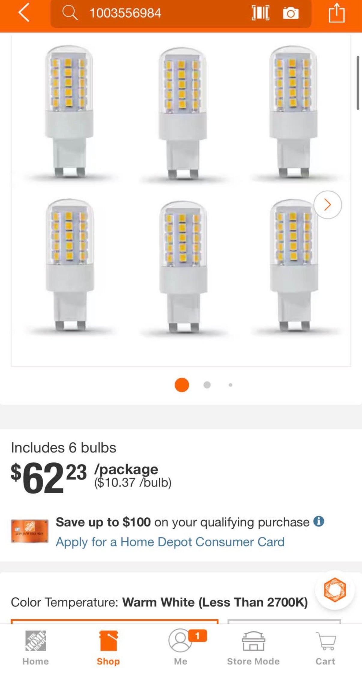 40-Watt Equivalent T4 Dimmable G9 Bi-Pin LED Light Bulb (6-Pack)