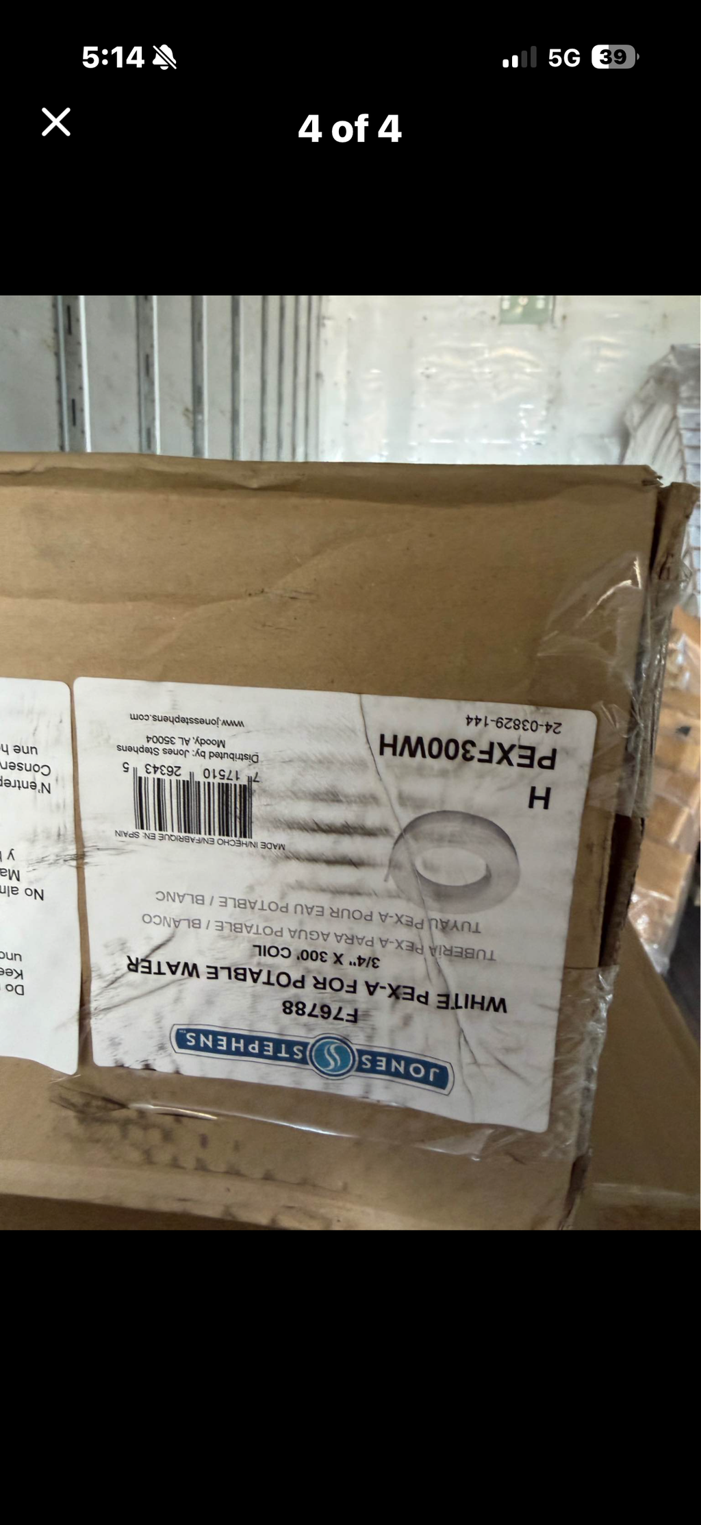 3/4" x 300' White PEX-A Pipe for Potable Water, Coil
