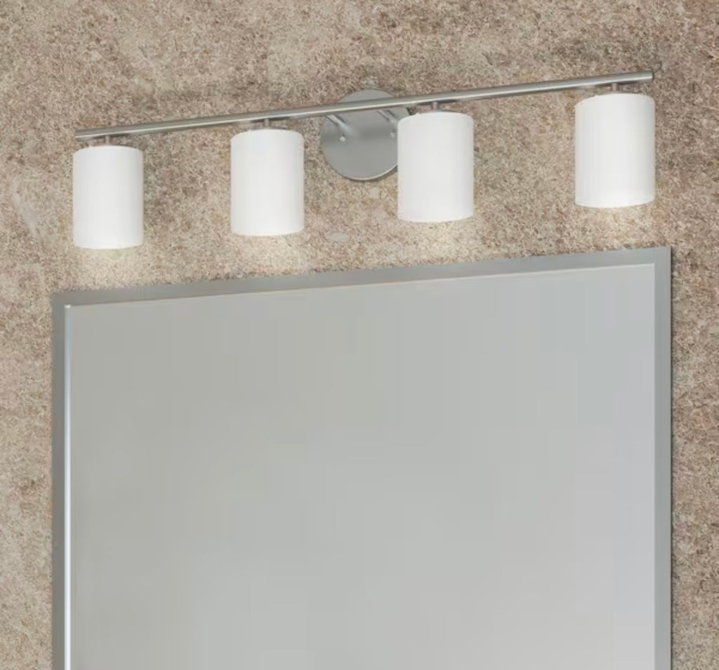 31 in. 4-Light Brushed Nickel Modern Bathroom Vanity Light