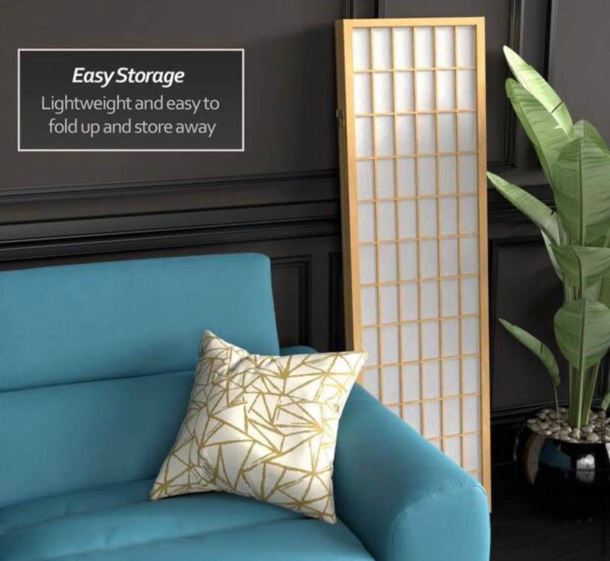 5 ft. Natural 3-Panel Room Divider