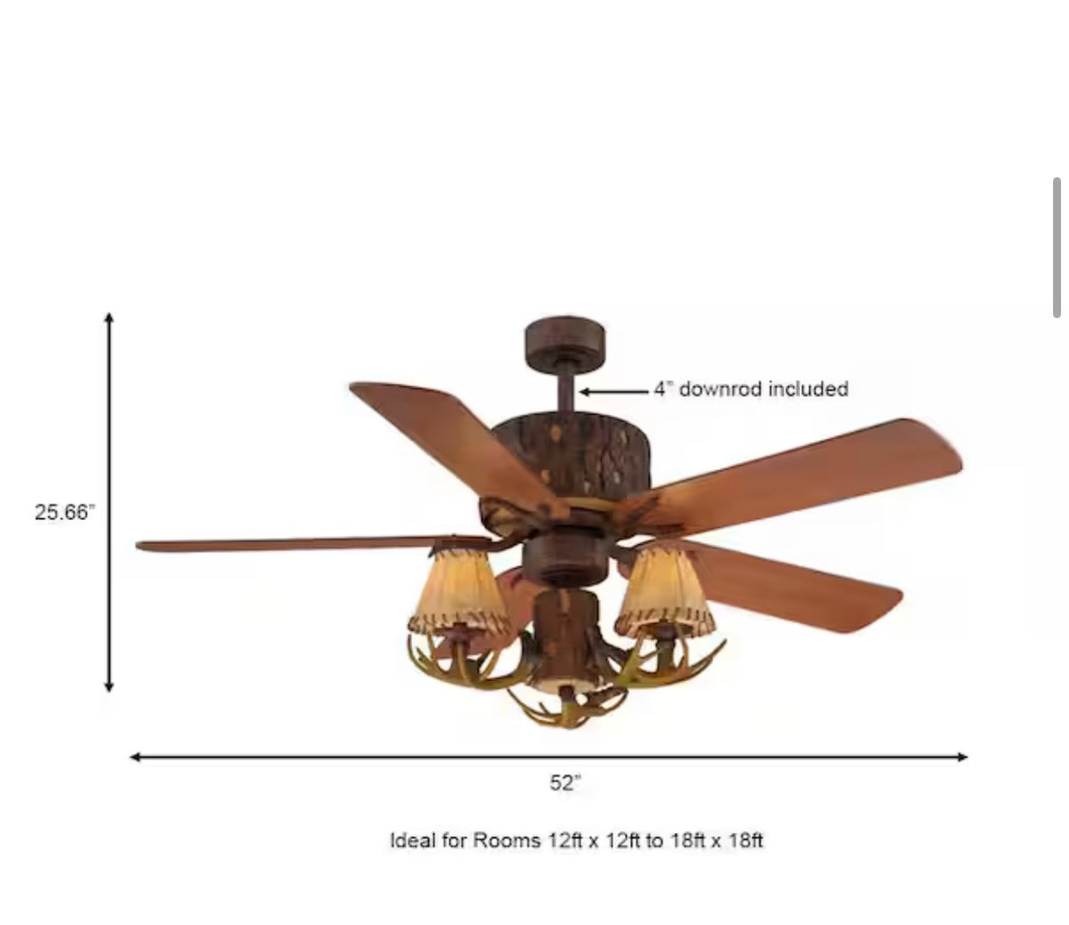 Lodge 52 in. LED Nutmeg Ceiling Fan with Light