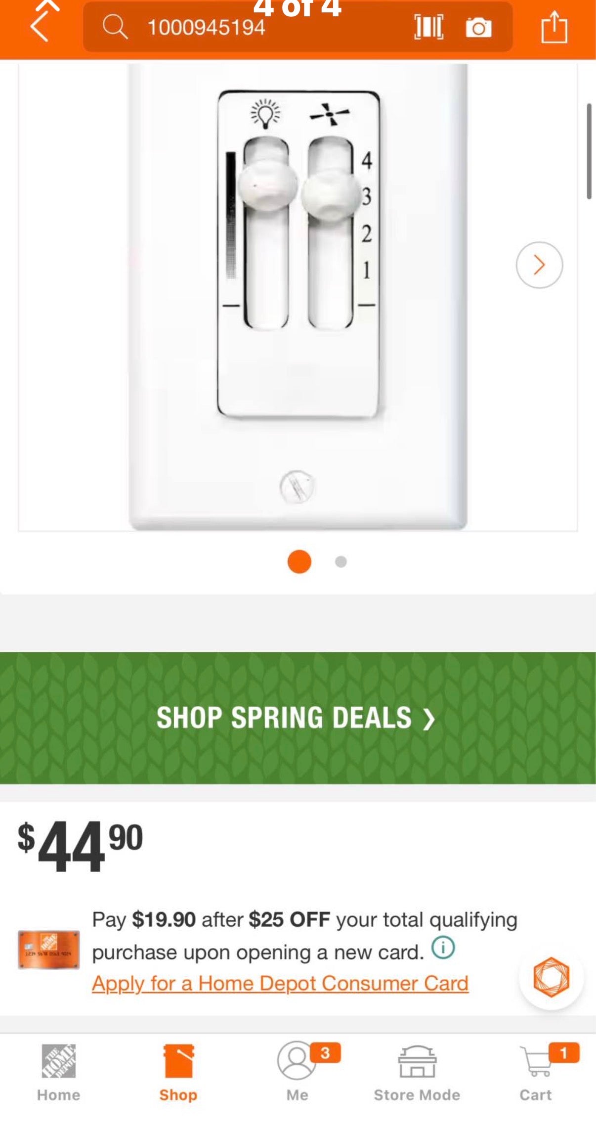 AirPro Ceiling Fan Speed and Lighting Switch