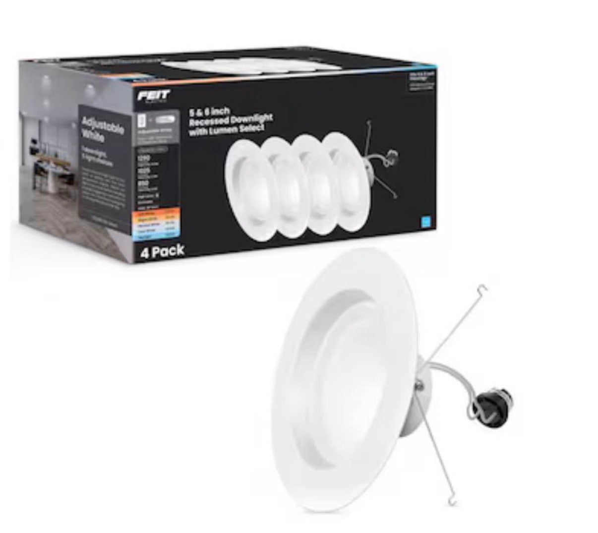 5/6 in. 1290 Lumens Recessed Light 4 pack
